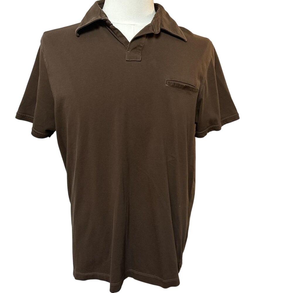 VTG Banana Republic Pima Cotton‎ Dark Brown Men's L Polo Shirt Preppy Spring